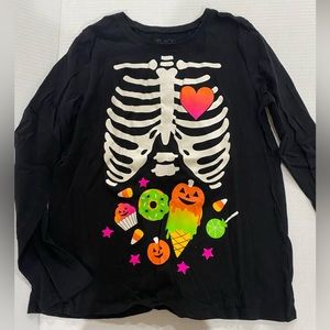 The place girls long sleeve black Halloween skeleton candy shirt size 10/12